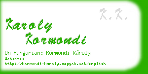 karoly kormondi business card